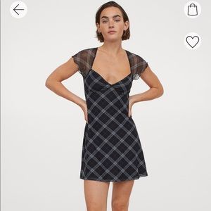 H&M mesh plaid short sleeve mini dress size XL